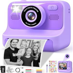 Subtail Fotocamera istantanea per bambini, 1080P, fotocamera istantanea per bambini, fotocamera digitale per selfie con 32 GB, giocattolo di compleanno a partire da 3, 4, 5, 6, 8, 7, 9, 10, 11 anni