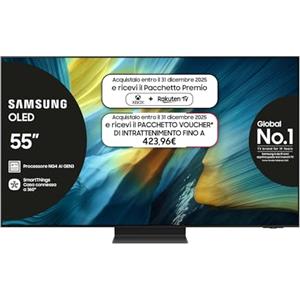 SAMSUNG Smart TV 55'' QE55S95FAEXZT OLED 4K, NQ4 AI Gen4 Processor, 4K AI Upscaling, Glare Free, Dolby Atmos & OTS+, Infinity One Design, 2025