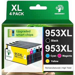GREENSKY 953XL 953 XL Rigenerato per Cartucce HP 953XL Multipack Compatibili per HP OfficeJet Pro 7720 7740 8715 8710 8210 8720 8730 7730 4 Colori Alta Resa con Chip (Nero Ciano Giallo Magenta)
