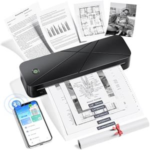 TATTMUSE Stampante Portatile A4, Stampante Termica A4 Senza Inchiostro, Stampante Termica Portatile per Telefono & Laptop, Stampante Mobile Bluetooth per Auto/Casa/Ufficio, Compatibile con Carta Termica