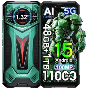 DOOGEE S200 Ultra 5G AI Cellulari (2025), 48GB + 1TB, Dimensity 7400, Batteria 11000mAh/66W, Rugged 5G Smartphone, 100MP AI + 20MP + 32MP Telefono, 6,72 Pollici FHD+ Smartphones (Verde)