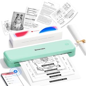 Phomemo M834 Stampante Portatile A4, Stampante Termica Portatili, Connessione Bluetooth e USB, Supporta Carta Termica A4 (210x297 mm), 80mm, per Smartphone e PC, Senza Fili, 300dpi