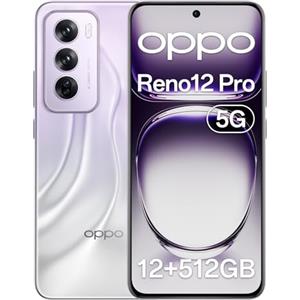 OPPO Reno12 Pro5G AI Smartphone,RAM 12GB esp 24GB(+12GB virtuali)+ROM 512GB, Tripla fotocamera 50+50+8MP, Selfie 50MP, Display 6.7" 120HZ AMOLED FHD+, 5000mAh, Supporto Auto, Nebula Silver