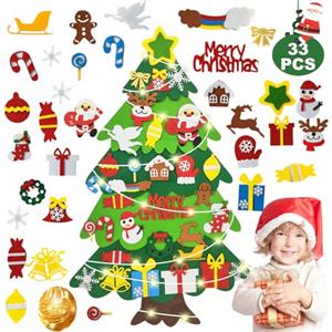 Niserelesa Albero Di Natale In Feltro Per Bambini, DIY Con Ornamenti Staccabili, Regali E Decorazioni Natalizie Da Parete Per Porte
