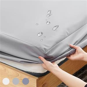 Z-HOM Coprimaterasso Matrimoniale Impermeabile,100% impermeabile, in microfibra, con strato di plastica impermeabile, altezza materasso fino a 30 cm, certificato Öko-Tex (Grigio Chiaro, 120 x 200)