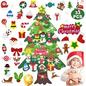 Niserelesa Feltro Albero Natale, Albero Di Natale In Feltro Per Bambini, DIY Albero Natale Feltro Con Staccabili Ornamenti, Regali Di Natale Per Bambini, Decorazioni Natalizie Da Parete Per Porte