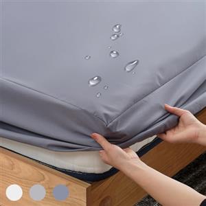 Z-HOM Coprimaterasso Matrimoniale Impermeabile,100% impermeabile, in microfibra, con strato di plastica impermeabile, altezza materasso fino a 30 cm, certificato Öko-Tex (Grigio Scuro, 140 x 200)