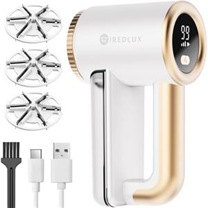 WiredLux Levapelucchi Elettrico WiredLux - Levapelucchi Ricaricabile per Vestiti e Mobili - 3 Velocità Regolabili, Spazzola a 6 Lame, Display a LED, Ricarica USB (Bianco)