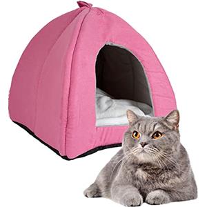 Crea Caty - Cuccia per gatti Morbida Calda Lettino casa Letto Igloo Interno casetta cuccetta Chiusa per Gatto, Cani Piccoli, lettino Cuccioli.Nicchia nido per Gatti. (ROSA)