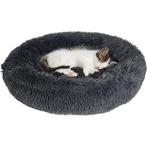 Crea RUBY Cuccia per Cani Cuccia per Gatti Rotonda in caldo Peluche,cuscino ciambella morbida per Cani di Piccola e Media Taglia.Lettino nido peluche rotondo per Gatto e Cane. (80 CM, GRIGIO SCURO)
