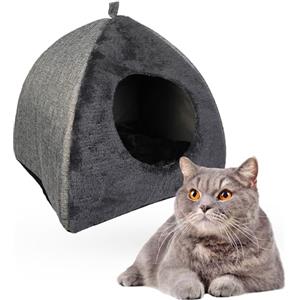 Crea Caty - Cuccia per gatti Morbida Calda Lettino casa Letto Igloo Interno casetta cuccetta Chiusa per Gatto, Cani Piccoli, lettino Cuccioli.Nicchia nido per Gatti. (BLU SCURO)