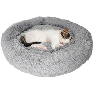Crea RUBY Cuccia per Cani Cuccia per Gatti Rotonda in caldo Peluche,cuscino ciambella morbida per Cani di Piccola e Media Taglia.Lettino nido peluche rotondo per Gatto e Cane. (80 CM, GRIGIO CHIARO)