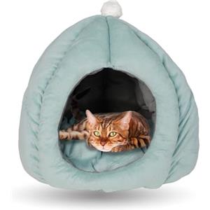 Crea Caty - Cuccia per gatti Morbida Calda Lettino casa Letto Igloo Interno casetta cuccetta Chiusa per Gatto, Cani Piccoli, lettino Cuccioli.Nicchia nido per Gatti. (VERDE MENTA)
