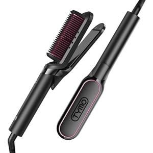 TYMO Piastra per Capelli e Spazzola Lisciante 2 in 1, 200M Ioni, Pettine Caldo in Ceramica Doppia Tensione, Lisciante Professionale Anticrespo per Capelli Lisci, Mossi o Ricci, Nero