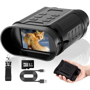 CamZeste 4K Binocolo Visione Notturna, con Batteria Ricaricabile da 2500mAh Visione Notturna 8X Digitale Zoom 7-Livelli Infrarossi 2.4" TFT LCD Vista 300M Visore Notturno Binocolo Con Scheda 32GB