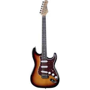 EKO GUITARS - Chitarra Elettrica ST‑100, Corpo Pioppo, Manico Acero, Tastiera Laurel, 3 Pickup Single‑Coil, Ponte Tremolo, 22 Tasti, Colore Sunburst