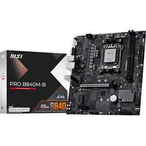 MSI PRO B840M-B, scheda madre mATX - compatibile con processori AMD Ryzen serie 9000/8000 / 7000, socket AM5 - DDR5 Memory Boost (oltre 8000 MT/s in OC), PCIe 4.0 x16, M.2 Gen4, LAN 2.5G