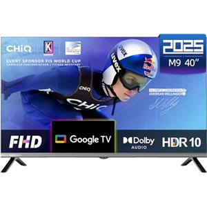 CHiQ TV 40 Pollici (100cm) L40M9G, Smart Televisore, FHD, Google TV, HDR10, DVB-T2, Dolby Audio, Dbx-tv, Chromecast integrato, HDMI*3, Senza Cornice in Metallo 2025