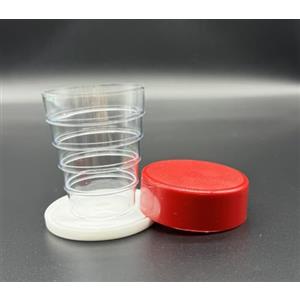 Kimmel Tazza pieghevole telescopica con specchio, per campeggio, picnic, viaggi, casa, taglia unica; rosso trasparente