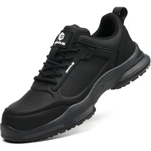 ISOOUS Scarpe da Cucina Uomo Donna Antiscivolo SRC Scarpe da Chef Scarpe Antinfortunistiche Comode Scarpe da Lavoro Nero 43