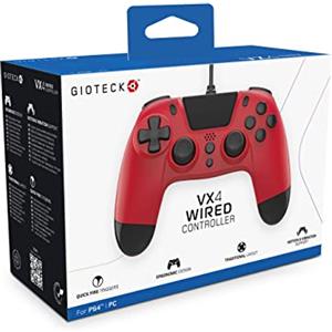 Koch Media Gioteck Vx-4 Wired Controller (Sony PS4) - Rosso Controller Play 4, Controller Gamepad Joystick Per PlayStation 4 Controller di Gioco con filo Joypad del Dualshock Per PS4 Slim/Pro - PlayStation 4