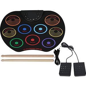 AUNMAS Pad per Batteria Elettronica Portatile Strumento a Percussione Colorato per Principianti con Alimentazione USB per Adulti - Set di Batteria Compatto e Leggero per gli