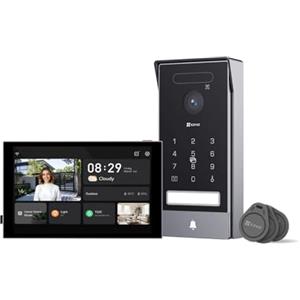 EZVIZ 4K Citofono con Apriporta e Monitor a Schermo Tattile, Bus a 2 Fili, Campanello con Telecamera, Rilevamento Palmo/Faccia, Sblocco via APP/Scheda/Parola d'Ordine, Visione Notturna, HP7 Pro