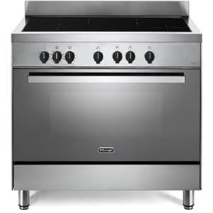 De'Longhi DEMX 96 IN Cucina A Induzione, 90 Cm, Forno Elettrico Multifunzione, 4 Zone, Linea Professionale, Easy Steam, Idroclean, Colore Inox, Classe Energetica A