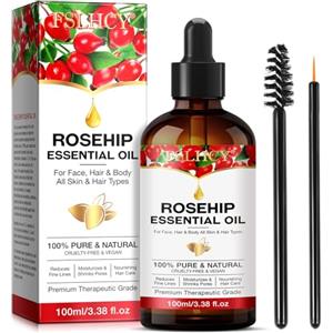 FSLHCY Olio di Rosa Mosqueta Puro 100ml, Rosehip Oil per viso, Idratante, Nutriente ed Emolliente per Tutti i Tipi di Pelle Antirughe Antietà per Corpo, Capelli, Pelle e Mani