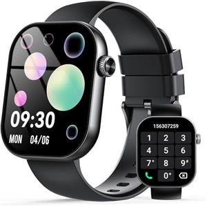 Poounur Smartwatch Uomo Donna con Effettua o Risposta Chiamate, 2.01" Orologio Smartwatch Contapassi/Cardiofrequenzimetro/Sonno, 110+ Modalità Sportivo Fitness Tracker, Impermeabile 5ATM Smart Watch Nero