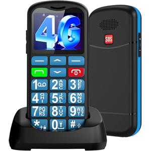 uleway Telefono Cellulare per Anziani, 4G senza Contratto, Grande Pulsante Facile da Usare, Volume Elevato, Supporta Nano SIM, Pulsante SOS, Composizione Rapida, Torcia, Display 1,77 Pollici, USB-C