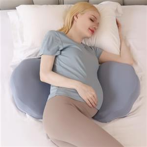 Chilling Home Cuscino Gravidanza, per Dormire in Memory Foam, per Pancia, Schiena, Cuscino per il Corpo Regolabile e Portatile, per Chi Dorme sul Fianco (Blu)