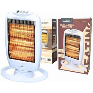 Joyteck Stufa Alogena Basso Consumo Oscillante, 1200W, 3 Potenze di Riscaldamento 400/800/1200w, Protezione Surriscaldamento e Ribaltamento e Riflettore Termico Grandangolare