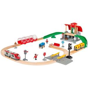 BRIO World - Set Stazione Centrale, Set Costruzioni Trenino in Legno da 37 Pezzi, Giocattolo per Bambino e Bambina 3+ Anni