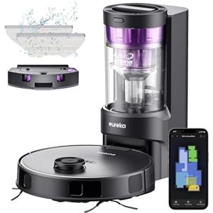 Eureka NERE10s Robot Aspirapolvere Lavapavimenti con Stazione, Pulizia Senza Sforzo per 45 Giorni, 4000Pa, Raccolta Automatica della Polvere, Autonomia 180min, Navigazione con LiDAR, WiFi/APP