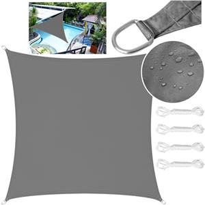 LEcylankEr Vela Ombreggiante Impermeabile, Vela Ombreggiante Anti UV, Tenda a Vela per Esterno, Adatto per Giardini/Terrazze/Piscine (2 * 2M, Grigio scuro)