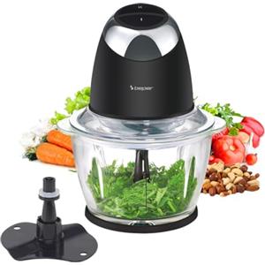 BEPER P102ROB003 Tritatutto Elettrico Chop&Whip con Contenitore in Vetro 500ml, Lame in Acciaio Inox, 2 Velocità, Accessorio per Emulsionare e Montare la Panna, Compatto, Sicuro e Facile da Pulire