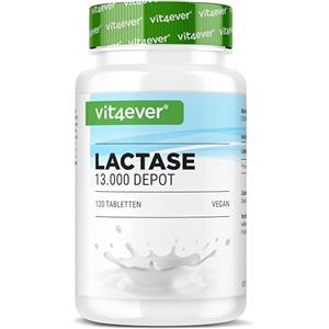 Vit4ever Lattasi 13.000 Depot - 120 compresse con effetto depot (Sepismart® Slow Release) - Altamente dosato con 13.000 unità FCC - Per intolleranza al lattosio + intolleranza al latte