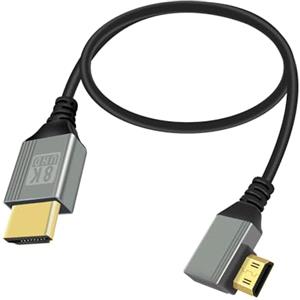 RIIEYOCA Cavo adattatore Mini HDMI a HDMI da 8 K, angolo retto da 90 gradi, mini HDMI maschio a HDMI maschio 8 K a 60 Hz, 4 K a 120 Hz, 48 Gbps, cavo HDMI 2.1, compatibile con laptop, TV (0,5 m)