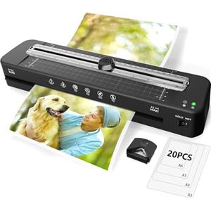 Raycial Plastificatrice A3 Integrata, Calda e Fredda, Con 20 Fogli di Pellicola di Laminazione per A4 A5 A6, Con Bordo Angolare, per Ufficio, Casa, Scuola