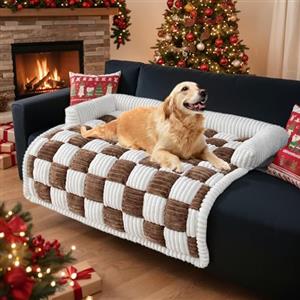 LiveGo Copertura Divano Lavabile per Cani e Gatti - Morbida Coperta in Peluche Antigraffio, Protezione Mobili per Divano con Angoli Elastici