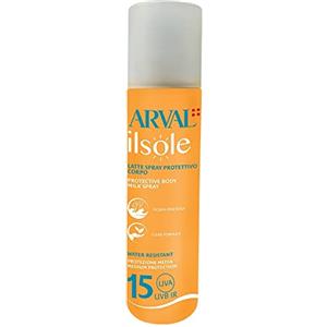 Arval Latte Spray Protettivo Corpo 200ml SPF15 - Formulazione Clean, Resistente all'Acqua, Protezione UVA-UVB-IR