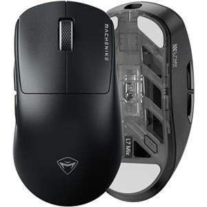 Machenike L7 MIX Mouse Gaming Wireless, 26000DPI, PAW3395, 2.4 G/USB-C, Mouse Wireless Gaming Professionale, 6 Pulsanti Programmabili, 53g, 120H, PC/Mac/Portatile (Nero)