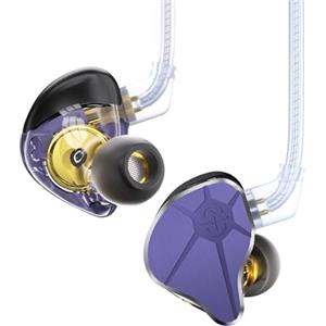 EZ EAR Auricolari in-ear CCZ BC04 HiFi DD&BA con driver dinamico ricco di dettagli cablati IEM Deep Bass con cavo staccabile a 2 pin per telefono, PC, musica e giochi (viola, senza microfono)