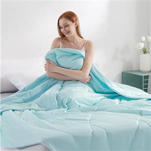 Elegear Trapunta Rinfrescante per Dormienti Nudi o Sudori Notturni,Q-Max 0.5 Piumino in Fibra Fresca Estiva Arc-Chill 3.0 Piumino Estivo Rinfrescante, Traspirante e Morbido, 150x200cm Blu