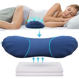 RESTCLOUD Cuscino per supporto lombare in memory foam, regolabile, per dormire, fornire sostegno e alleviare il dolore lombare, adatto per letto e sedia, con 2 inserti