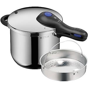 WMF Perfect Plus One Pot - Pentola a pressione a induzione, 6,5 l, con inserto, pentola a pressione con protezione fiamma, grande segnale di cottura, 2 livelli di cottura, manico con coperchio
