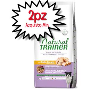 Trainer Natural - Crocchette per Cani Senior Medium con Pollo Fresco e Riso - 12 kg