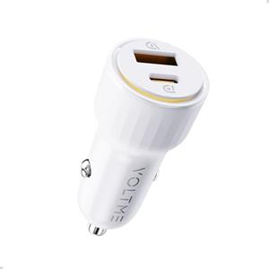 VOLTME USB C Accendisigari 48W 2 in 1 Bianco, Caricabatterie Auto Accendisigari Auto 48W, Caricatore Rapido USB C PD/QC Presa Accendisigari Compatibile con telefono, tablet, Pixel, Samsung S22/S23