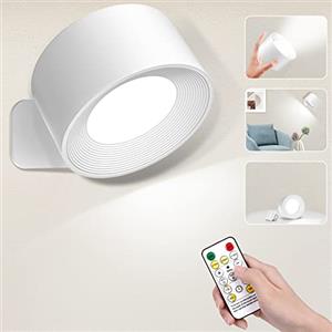 MAMIELIZ LED Lampada da Parete Interno 3 Colore Luce Senza Fili 10 Livelli di Luminosità Abat Jour da muro Applique da Parete con Telecomando Faretti da Parete Ruotare di 360° Magnetica Lampada da Comodino